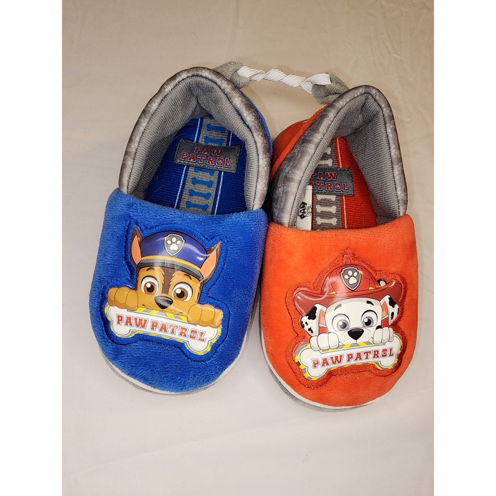Paw Patrol Slippers Kids 9/10 Blue Orange Excellent Chase Marshall House Shoes